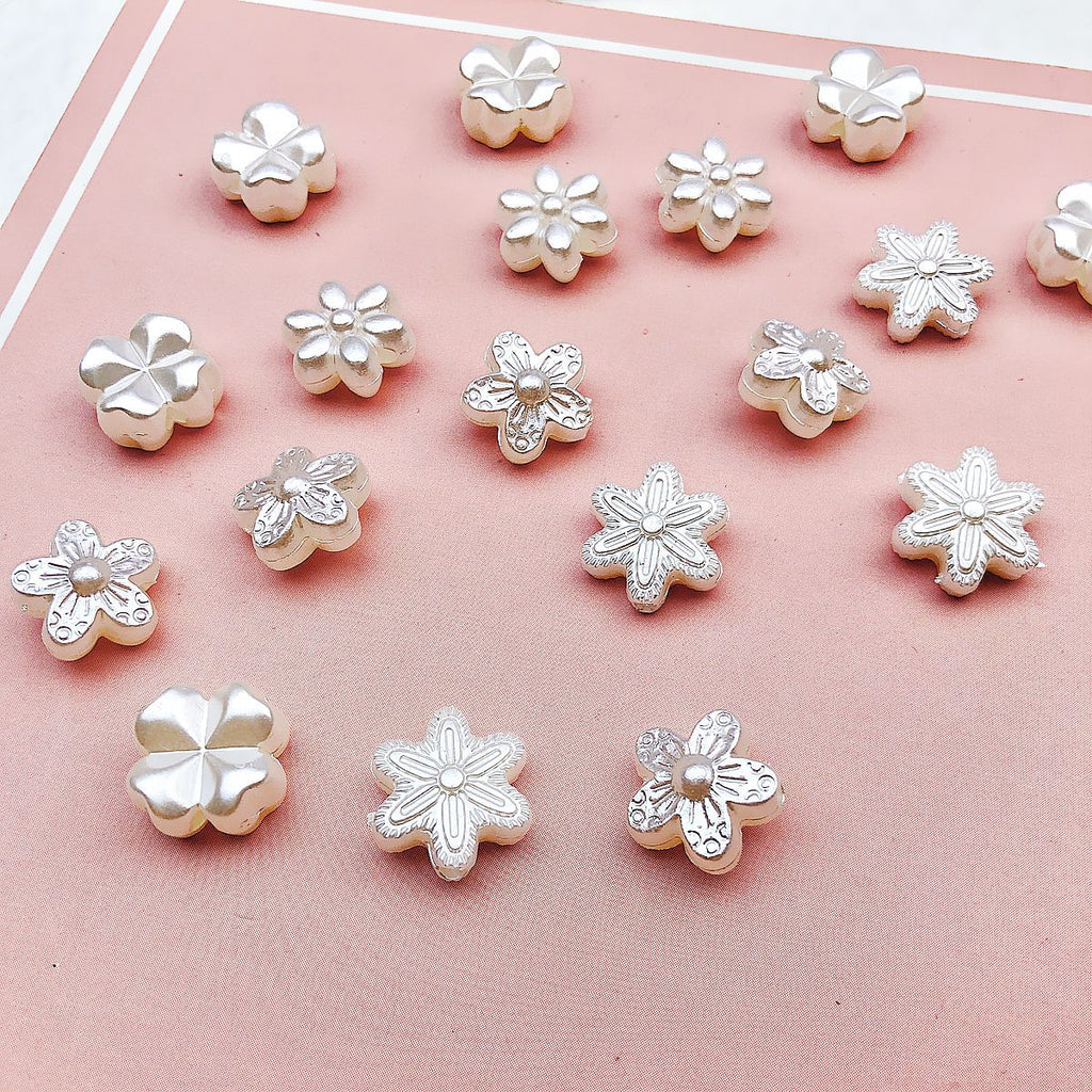 Pearl Flower Acrylic Beads 10-11mm Japanese Imitation 20pcs 2
