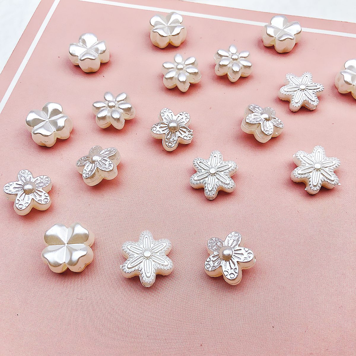 Pearl Flower Acrylic Beads 10-11mm Japanese Imitation 20pcs 2