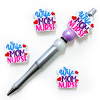 Silicone Focal Beads Nurse Mom Colorful Hearts Lettering 20pcs 4