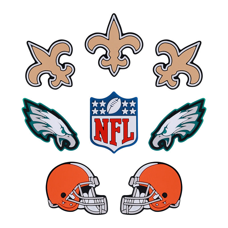 Silicone Focal Beads NFL Football Helmets and Logos 20pcs