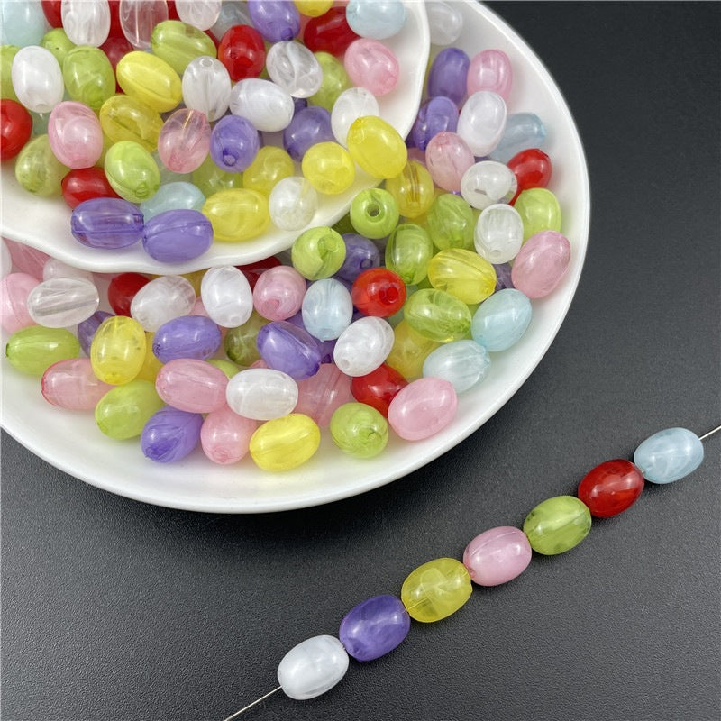 Transparent Halo Oval Acrylic Beads 8.5x11.5mm Glossy Pastel 100pcs