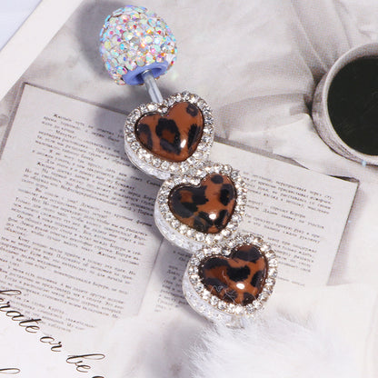 Double Sided Heart Rhinestone Beads 13mm Resin Alloy Sparkle 5pcs 4