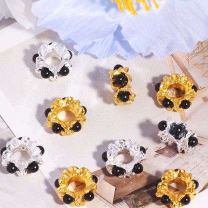 Alloy Mini Pearl Inlaid Spacer Beads 15mm 10pcs 11