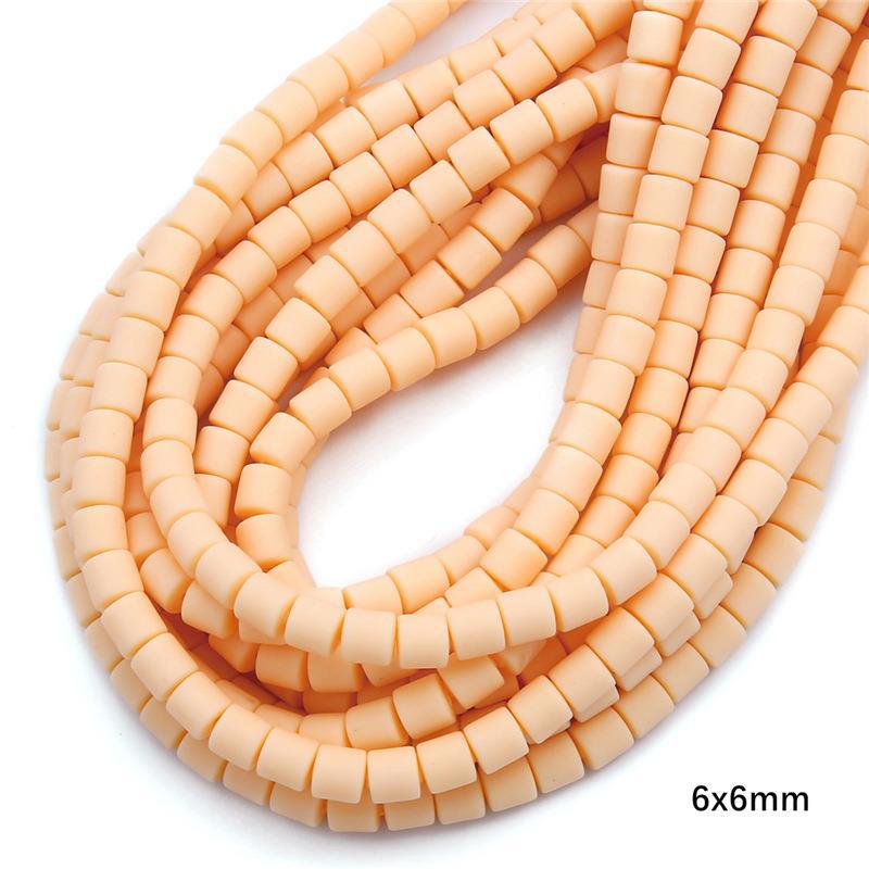 Cylindrical Clay Beads 6mm Colorful Polymer 62pcs 11