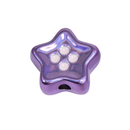 Plating Star and Heart Button Acrylic Beads 11mm Assorted Colors 50pcs 25