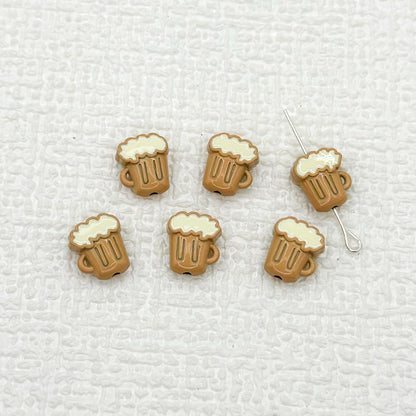 Beer Cup Metal Beads 11mm Hand Painted Enamel Alloy 10pcs 18