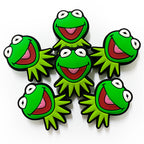 Silicone Focal Beads Frog Smiling Face Green 20pcs