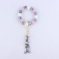 Leopard Print Silicone Bead Tassel Wristlet Keychain 9