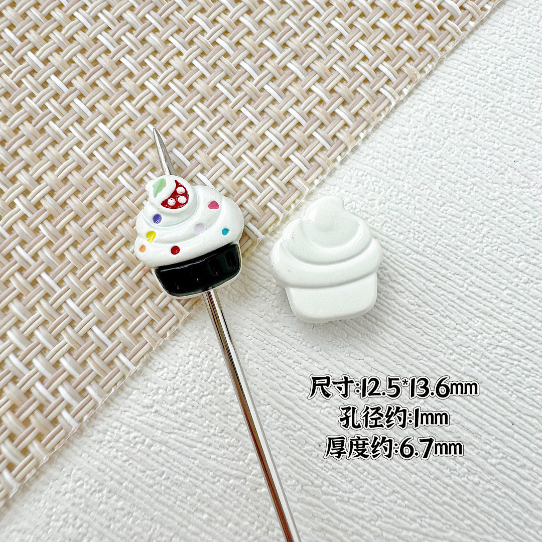 Baking Painted Watermelon and Cake Metal Beads 16mm Colorful 10pcs 19