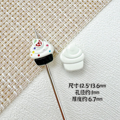 Baking Painted Watermelon and Cake Metal Beads 16mm Colorful 10pcs 19