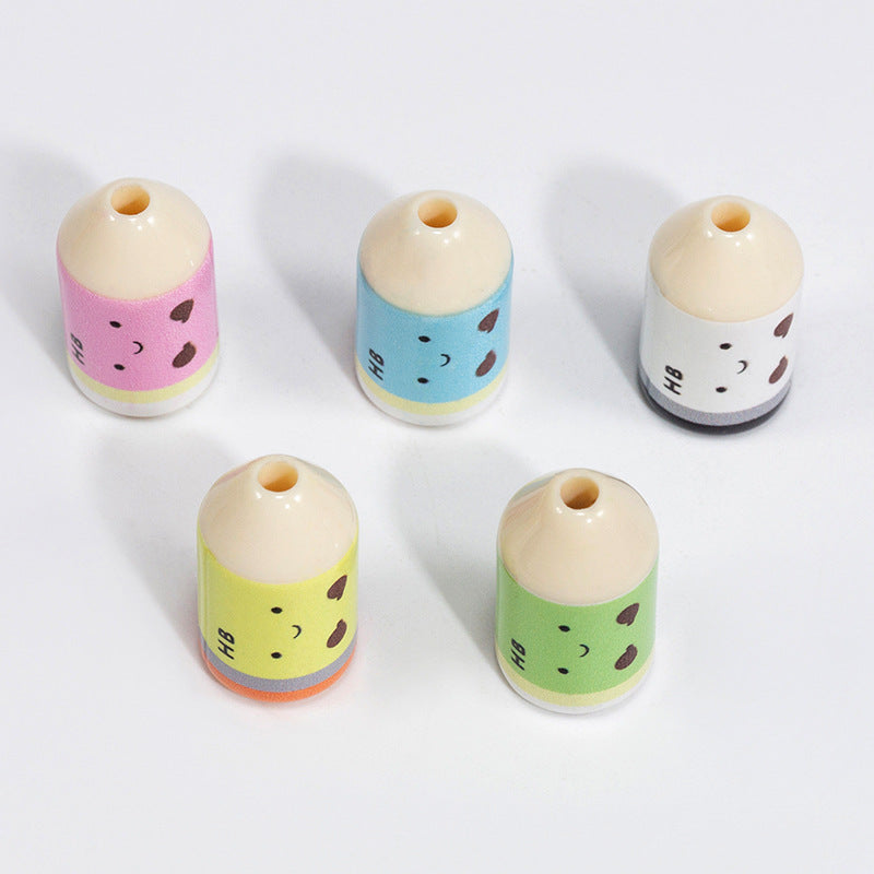 Painted Smiling Face Pencil Head Acrylic Beads 12x20mm Colorful 10pcs 4