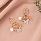 Alloy Butterfly Keychain Cartoon Pearl Crystal Accent Metal 3