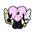 Silicone Focal Beads Heart Shooter Winged Pink Comic Outline 10pcs 4