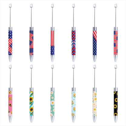 Beadable Ballpoint Pen Printed Flag Sunflower Pattern Long 167mm