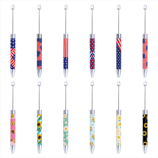 Beadable Ballpoint Pen Printed Flag Sunflower Pattern Long 167mm