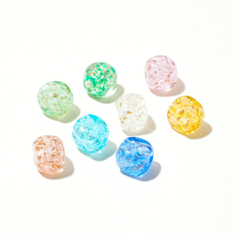 Lampwork Glass Beads Round 12mm Crackle Sugar Texture Foil 25pcs 3
