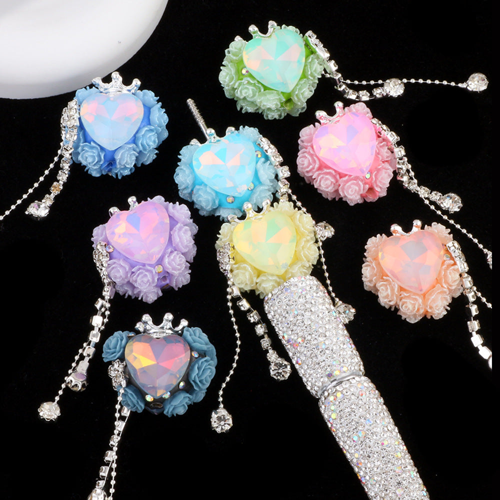 Tassel Rose Heart Clay Beads 25mm Colorful Polymer 2pcs 4