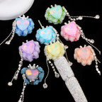 Tassel Rose Heart Clay Beads 25mm Colorful Polymer 2pcs 4