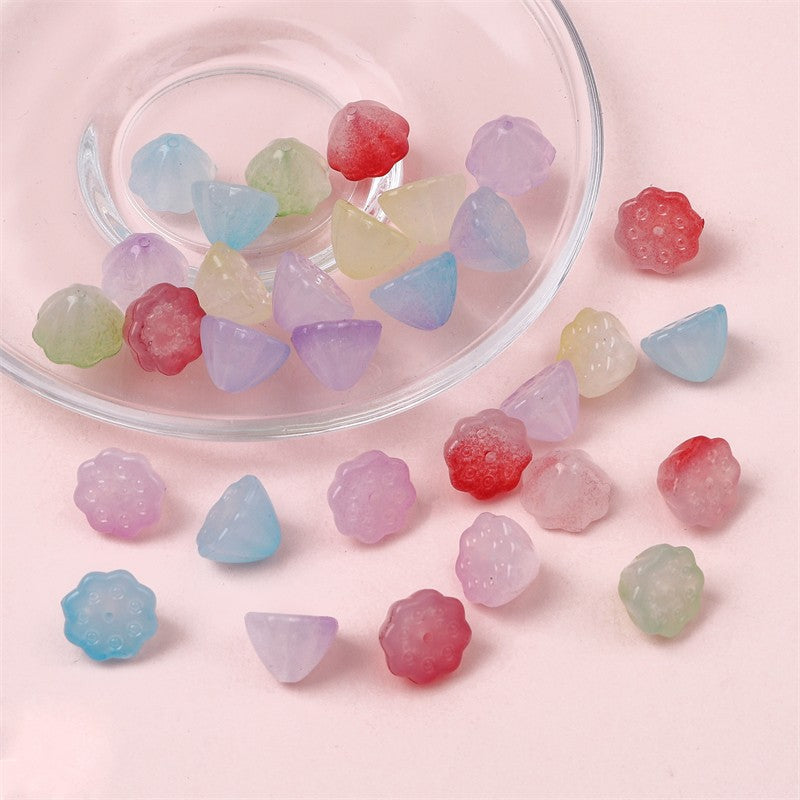 Gradient Lotus Seed Acrylic Beads 10mm Translucent Textured 100pcs
