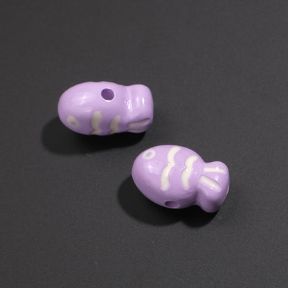 Painted Fish Acrylic Beads 22mm Colorful Cute 20pcs 15