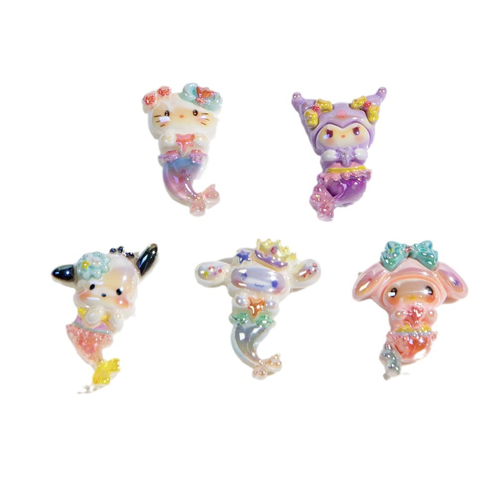 Plating Mermaid Resin Beads Whimsical Pastel Fantasy 20pcs 5