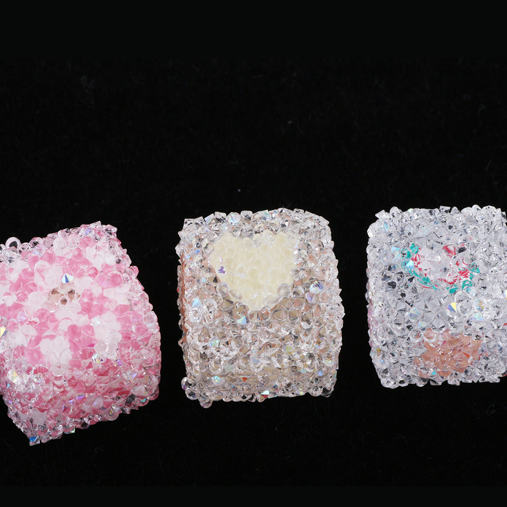 Crystallized Sugar Texture Heart Acrylic Beads 16mm Colorful 10pcs 3