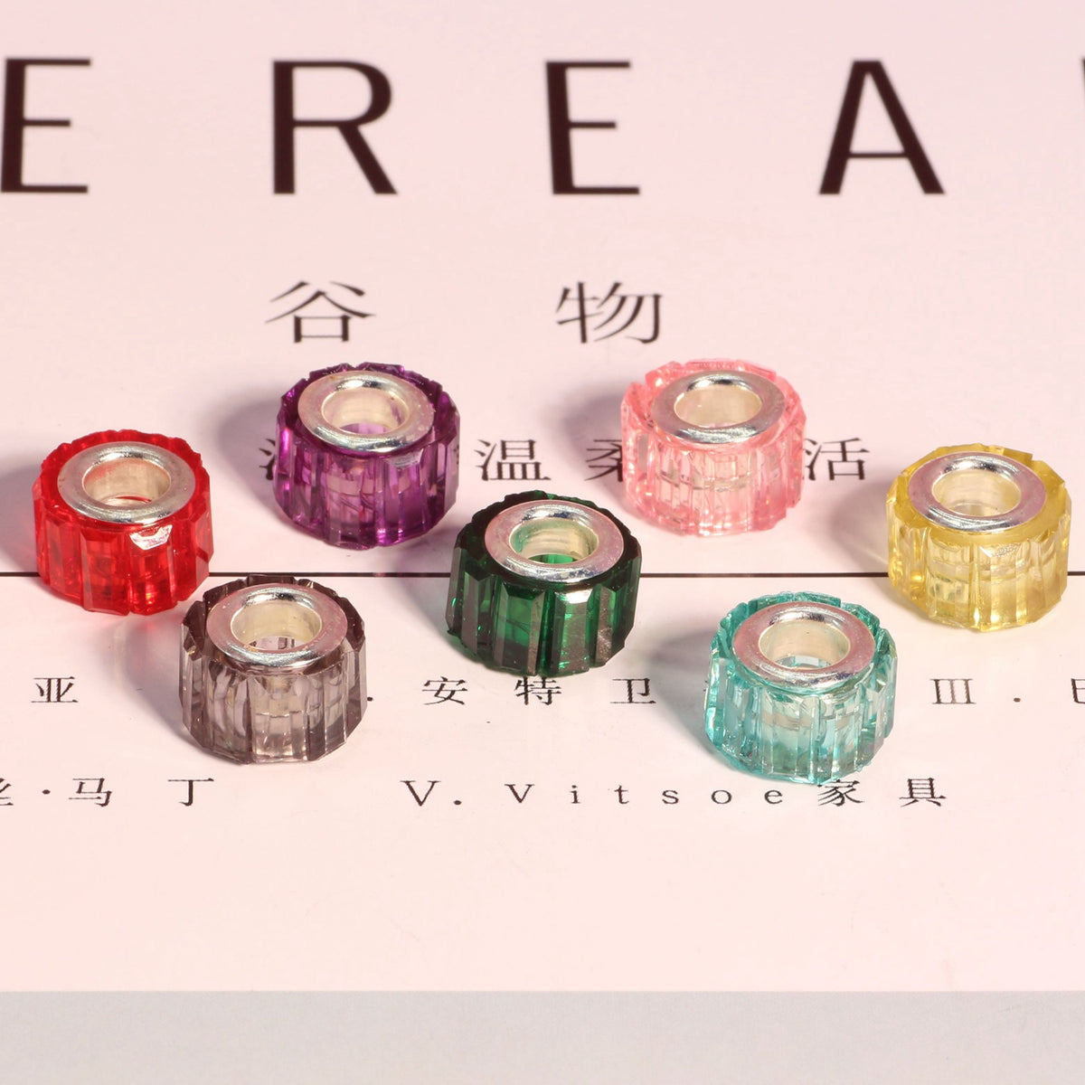 Faceted Cylindrical Resin Spacer Beads 11mm Large Hole 50pcs 4