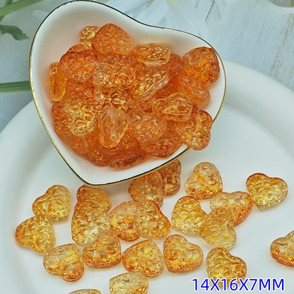 Transparent Bow Pattern Heart Glass Beads 14x16x7mm 25pcs 9