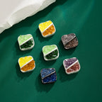 Two Color Square Rhinestone Beads 14mm Fragmented Zinc Alloy 5pcs