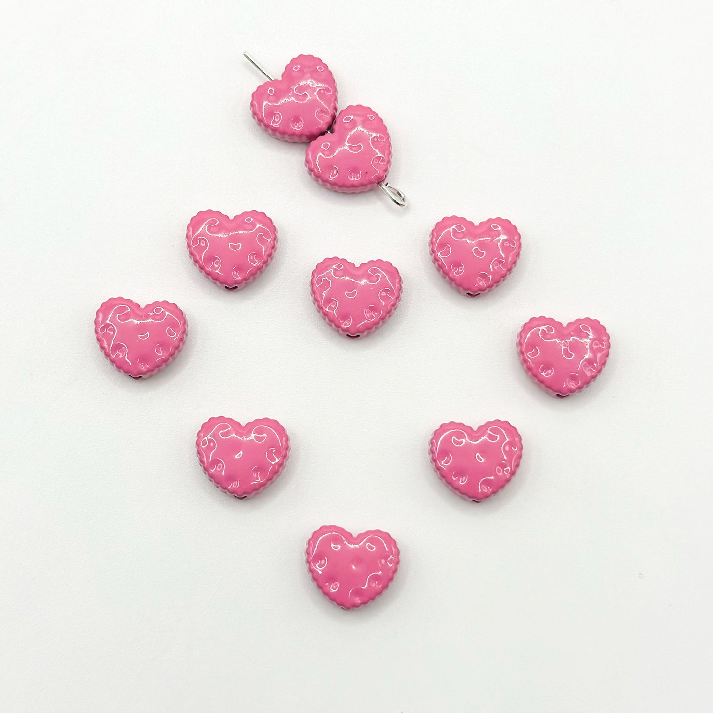 Heart Metal Beads 12mm Baking Painted Biscuit Style 20pcs 8