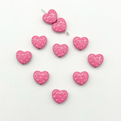 Heart Metal Beads 12mm Baking Painted Biscuit Style 20pcs 8