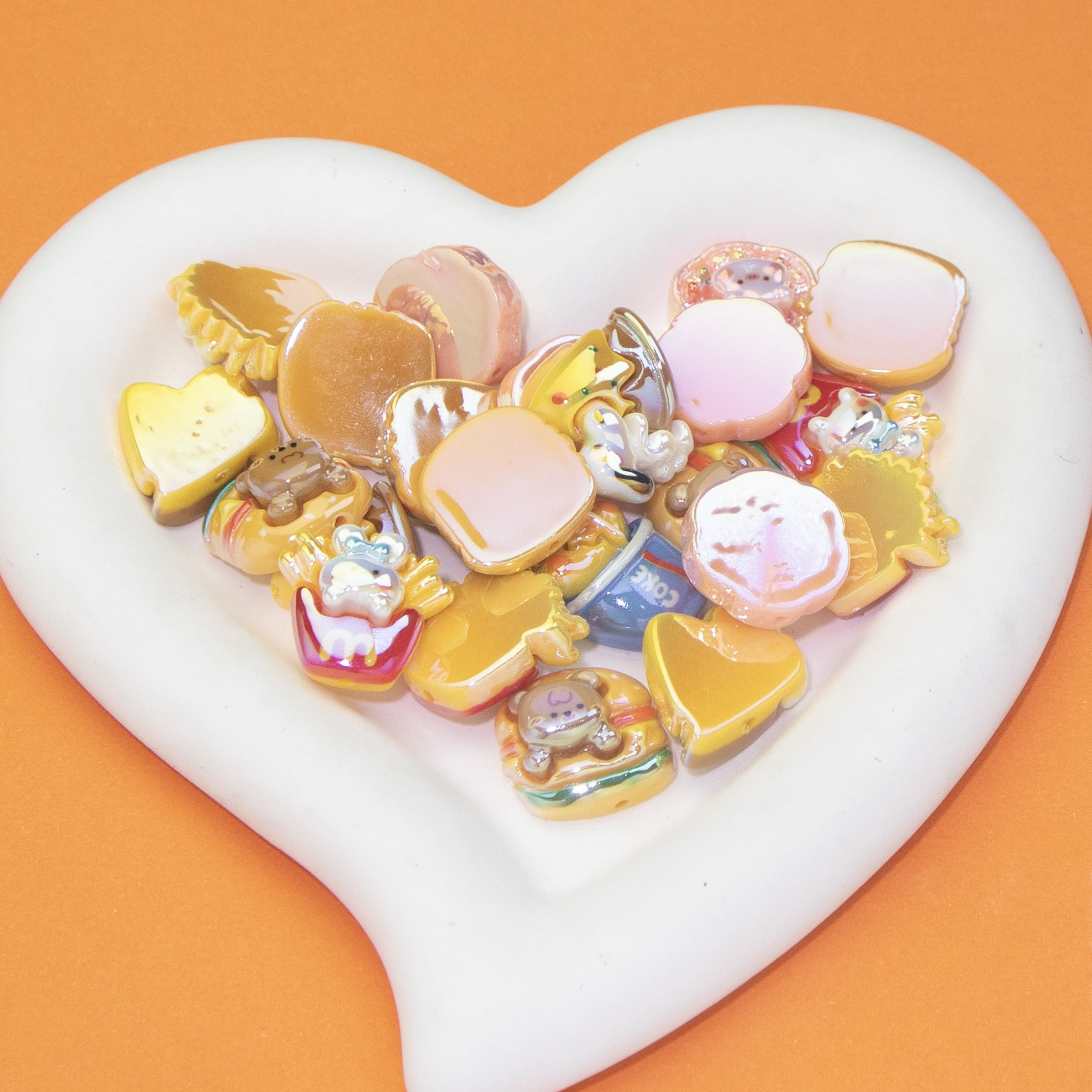 Glossy Plating Animal and Fast Food Resin Beads 20pcs 2