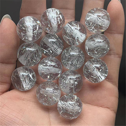 Clear Tinsel Filled Resin Beads 16mm Round Shimmering Blue 100pcs 3