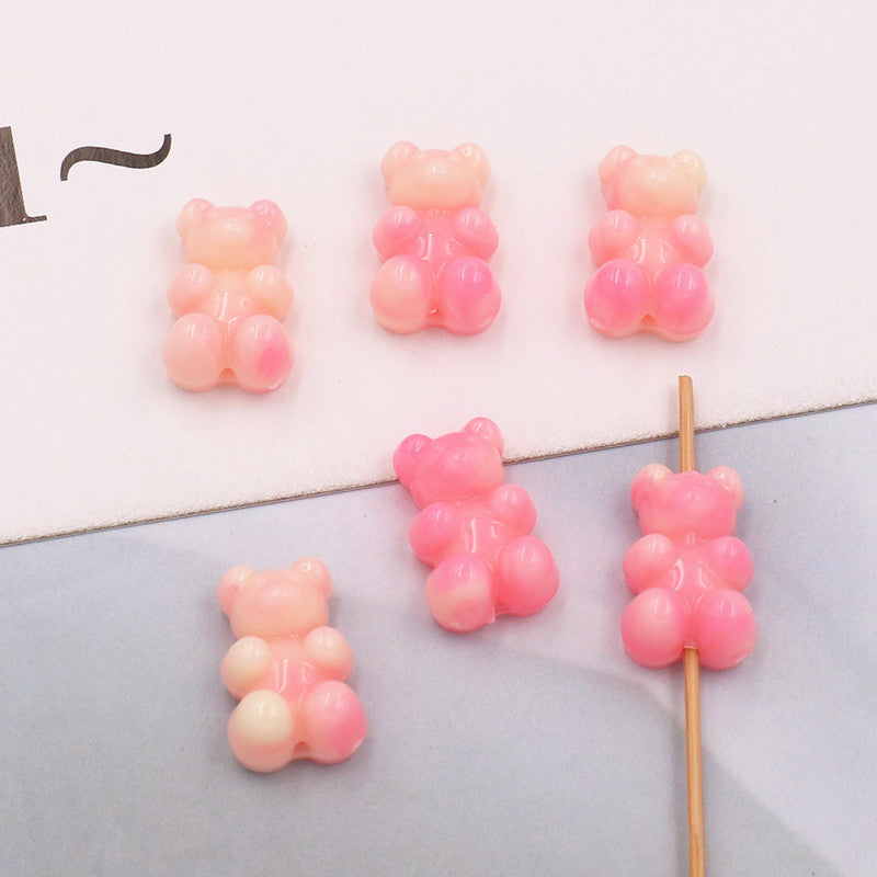 Marble Texture Bear Acrylic Beads 19mm Gradient Mixed 20pcs 8