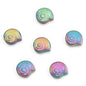 Electroplated Flat Spiral Shell Glass Beads 12mm Iridescent 30pcs 11