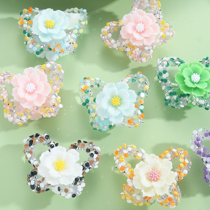 Butterfly Acrylic Beads 3D Flower Resin Big Style 10pcs 2