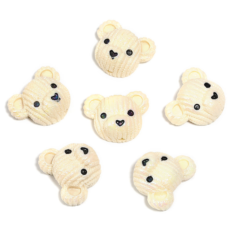 Biscuit Bear Resin Beads 24mm Textured Knitted Cream 25pcs 6