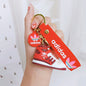Mini High Top Basketball Shoe Keychain Red Burgundy PVC Soft 7