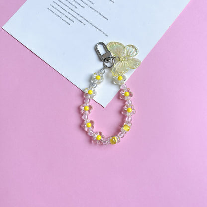 Acrylic Flower Laser Butterfly Beaded Keychain Translucent Colorful 15