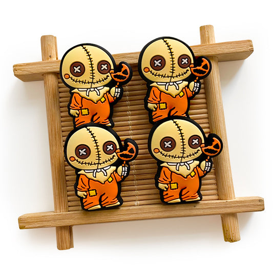 Silicone Focal Beads Halloween Stitched Doll Holding Pumpkin Lollipop 20pcs 2