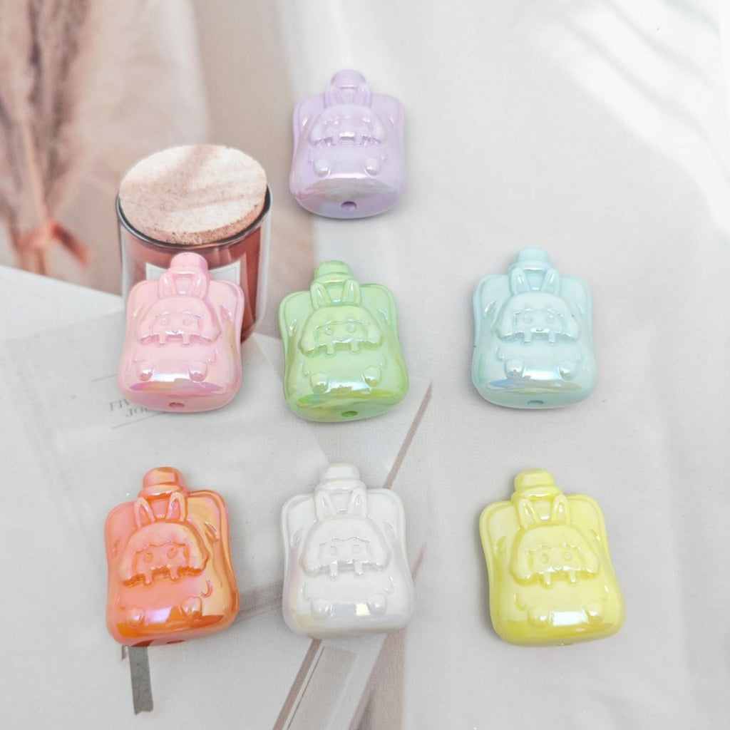 UV Plating Sucking Jelly Acrylic Beads 32mm Glossy Pastel Smile 50pcs