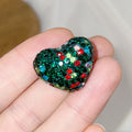 Polymer Clay Heart Rhinestone Beads Christmas Tone 6pcs 4