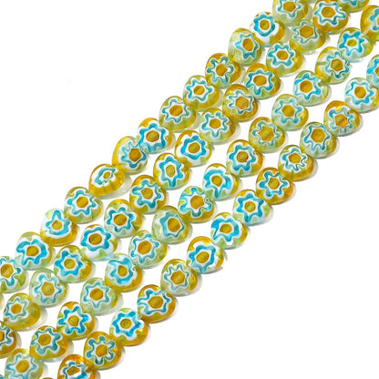 Millefiori Flower Glass Beads 8mm Colored Heart Shape 20pcs 16