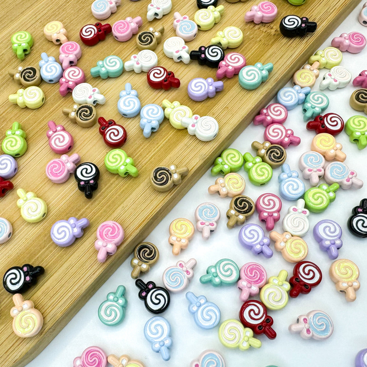 Lollipop Metal Beads 12mm Painted Alloy 10pcs 4
