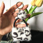 Leopard Print Plush Pom Pom Bag Keychain Soft Fluffy Animal Print 2pcs 7