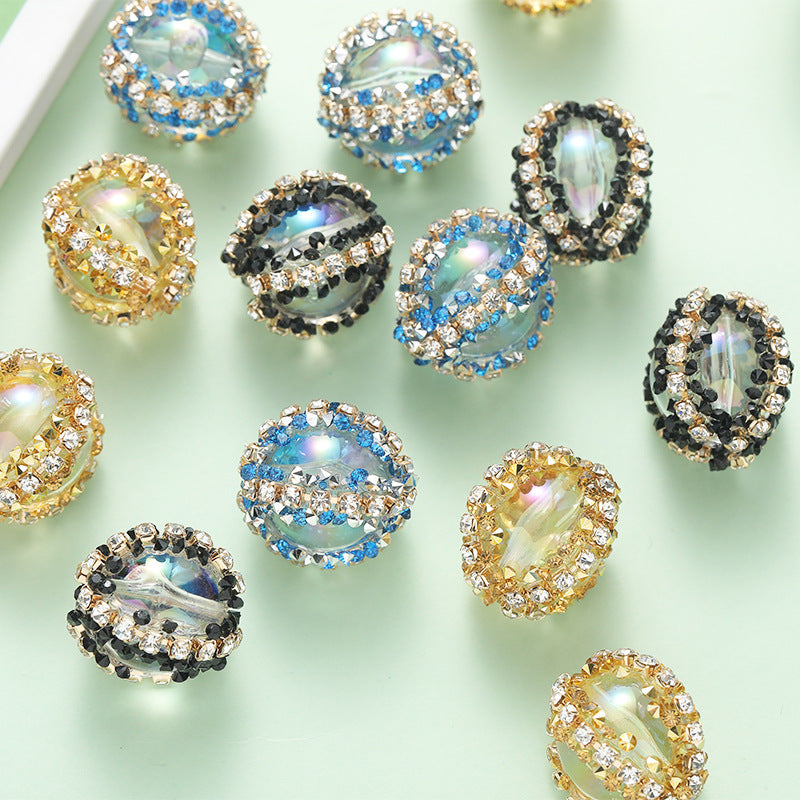 Bubblegum Oval Rhinestone Beads 16mm Chunky Acrylic 10pcs 2