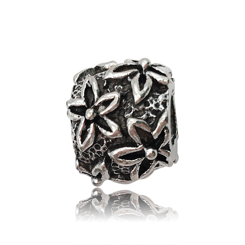 Plant Series Metal Beads Large Hole Antique Silver Tone 30pcs 12