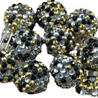 Rhinestone Bubblegum Beads 10-22mm Gold and Silver Mixed Resin 5pcs 3