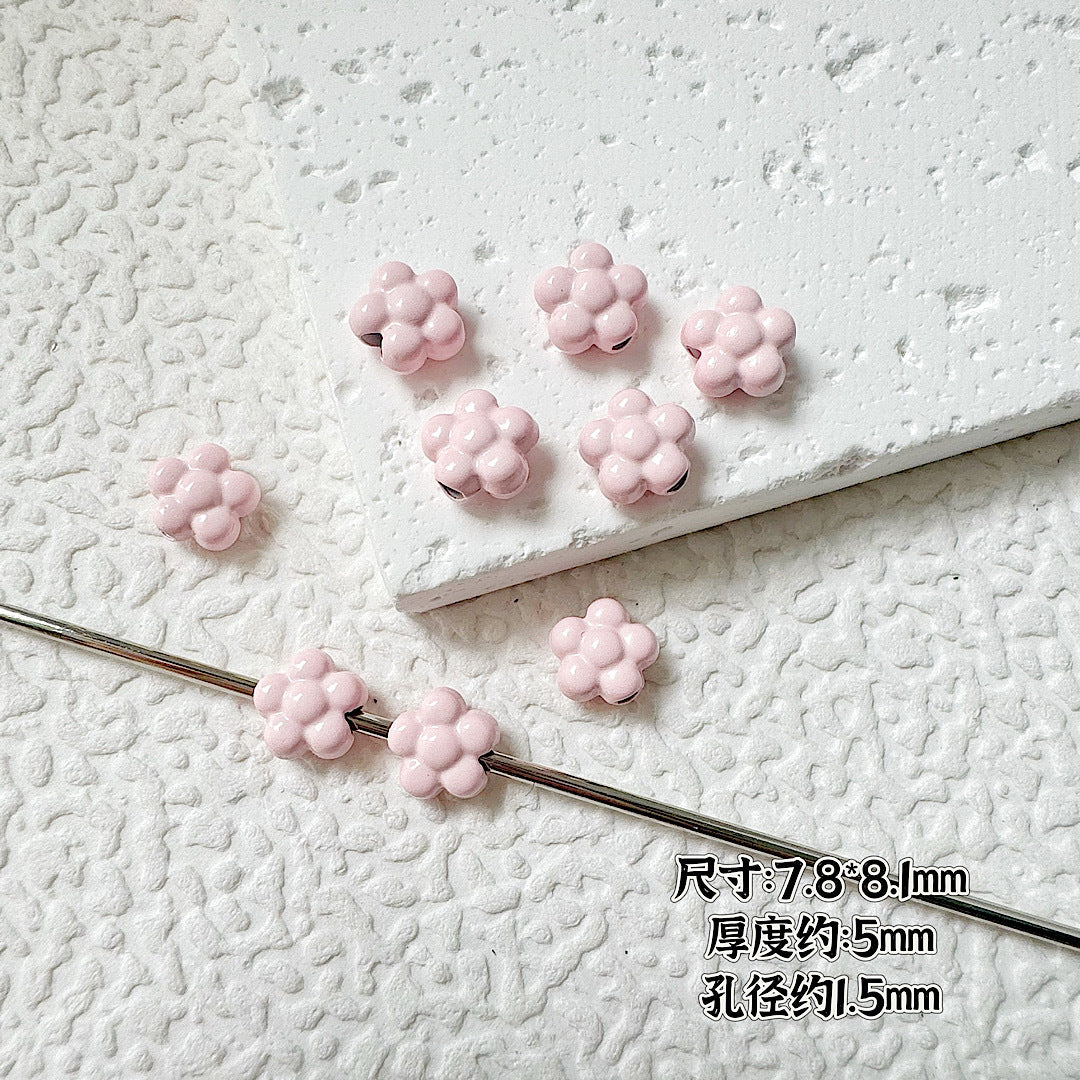 Heart Circle Floral Metal Beads Painted Solid Color Bulk 20pcs 31