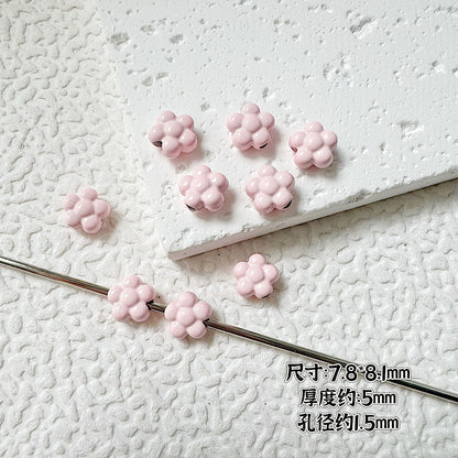 Heart Circle Floral Metal Beads Painted Solid Color Bulk 20pcs 31